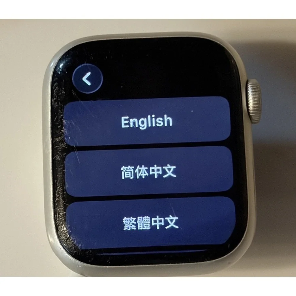 Apple Watch Series 7 41MM Silver Aluminum Case Starlight Sport Band See Descrip*